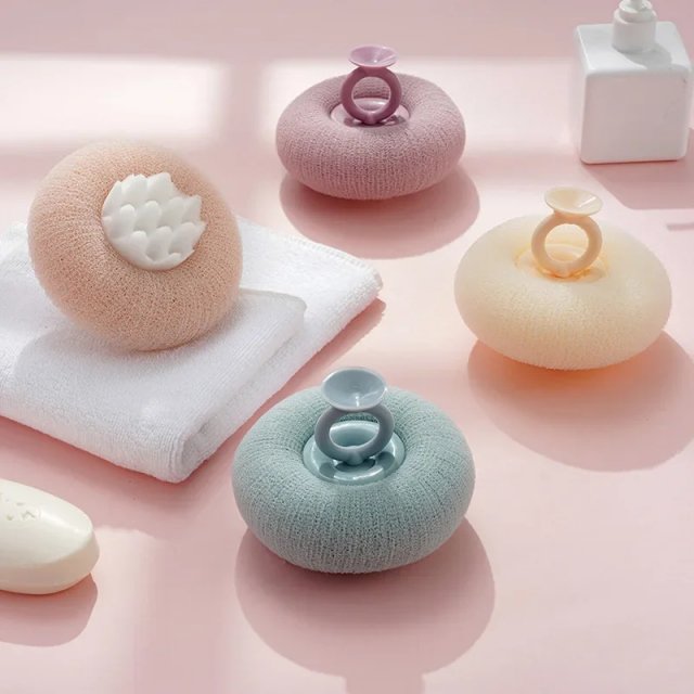 Flower Pattern Suction Cup Bath Sponge - Image 3