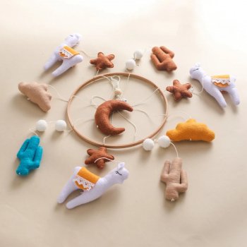 Soft Felt Cartoon Alpaca Crib Mobile