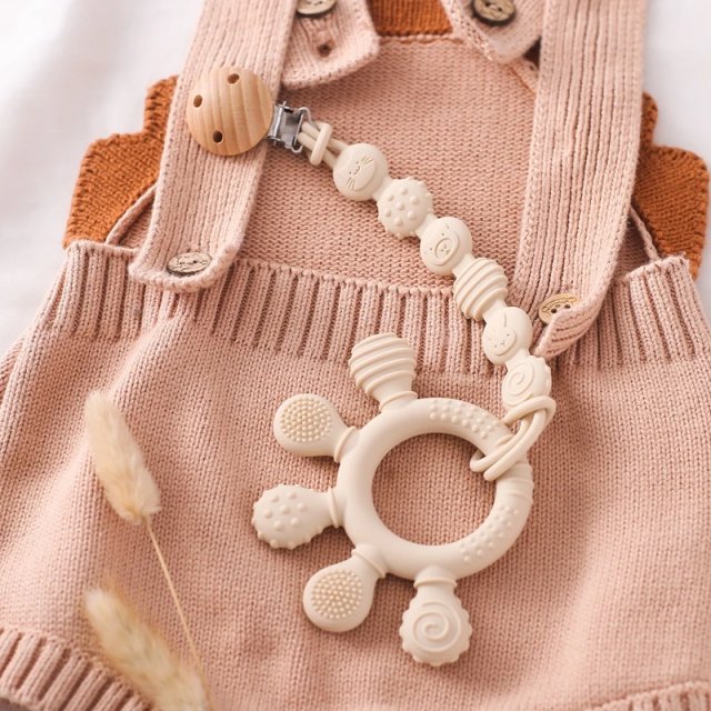 Silicone Baby Teething Ring & Pacifier Chain with Cartoon Design - Image 6