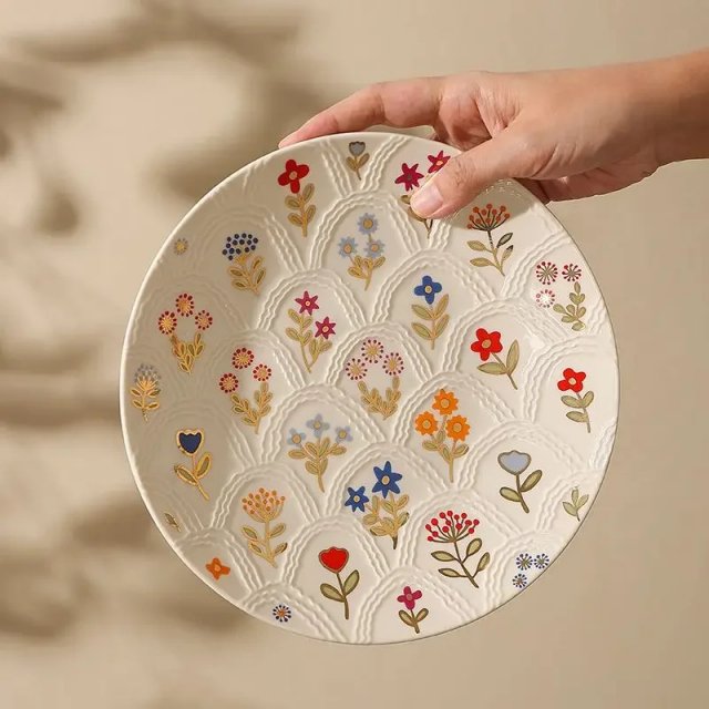 Elegant Floral Ceramic Plate - Image 4