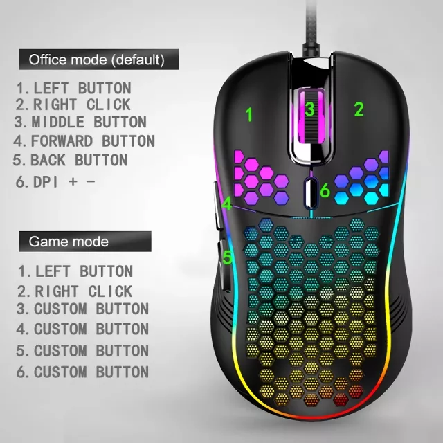 USB Wired Gaming Mouse with Luminous Light - 7200 DPI Adjustable Optical Gamer Mouse - Image 4