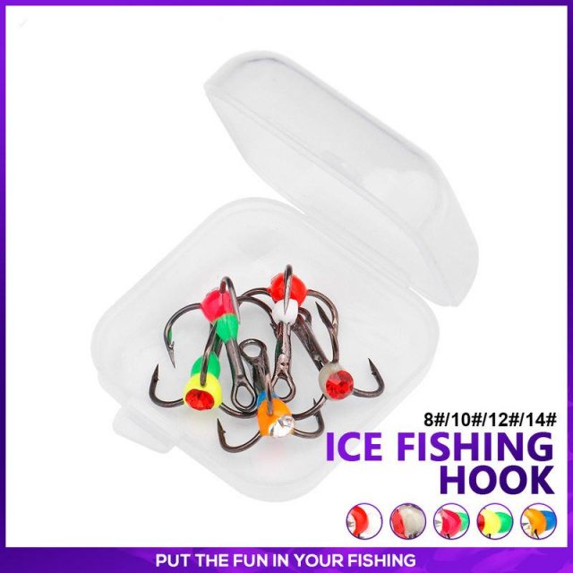 5pcs High Carbon Steel Three-Jaw Treble Ice Fishing Hooks - Image 6