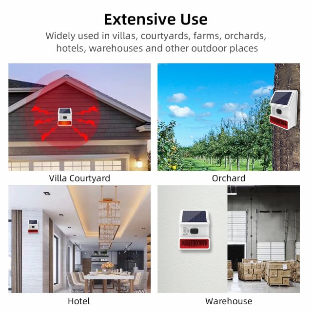 Wireless Solar-Powered Outdoor Alarm Siren with Strobe Light - Image 6
