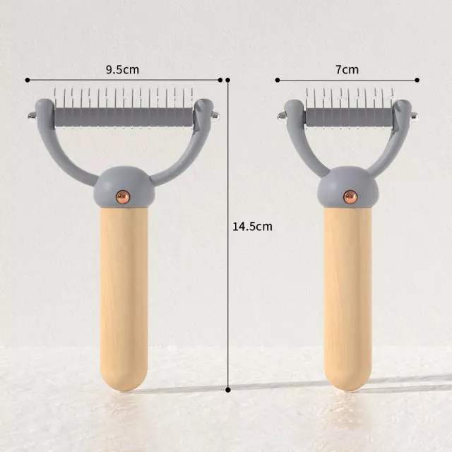 Double-Sided Pet Hair Comb with Wooden Handle - Image 6