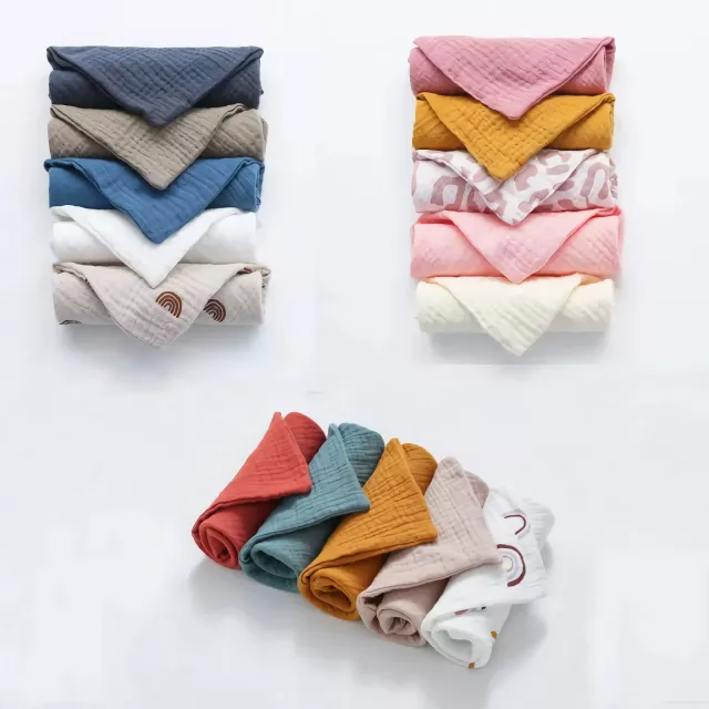 5-Pack Baby Muslin Washcloths: Soft Cotton Towels for Infants - Image 3