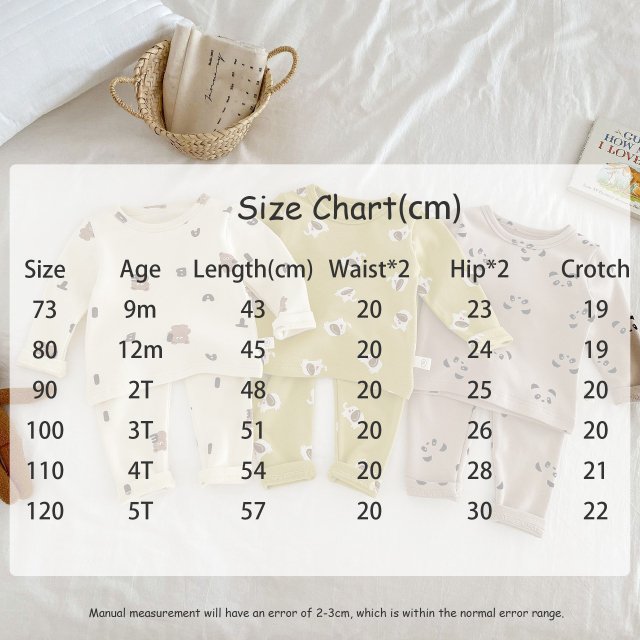Children's Cartoon Print Long Johns Thermal Underwear Set - Image 9
