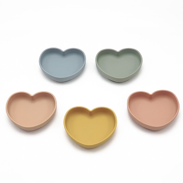 Kawaii Heart-Shaped Silicone Baby Plate with Spoon - Image 3