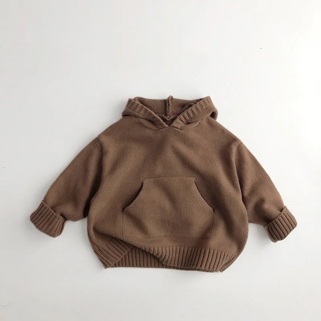 Cozy Front Pocket Knit Sweater Hoodie for Kids - Image 4