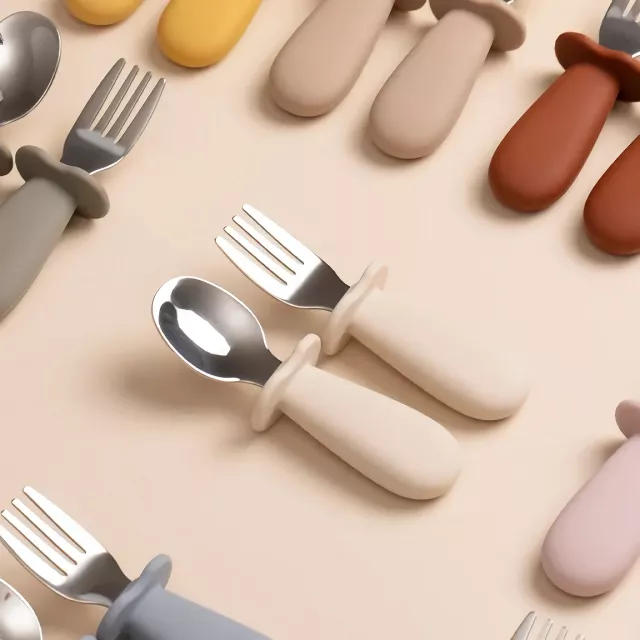 2-Piece Baby Utensil Set – Stainless Steel Spoon & Fork for Kids - Image 4