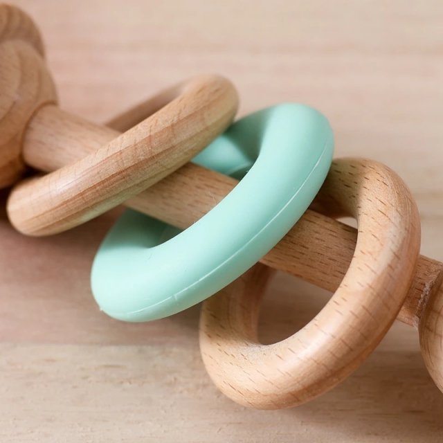 Natural Wooden Baby Rattle & Teething Ring - Image 7