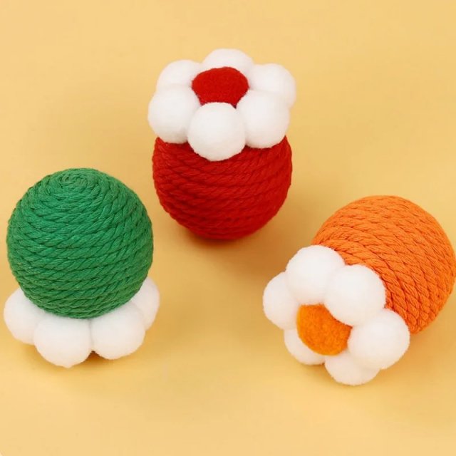 Sisal Ball Cat Toy with Interactive Teaser Stick and Molar Benefits - Image 4