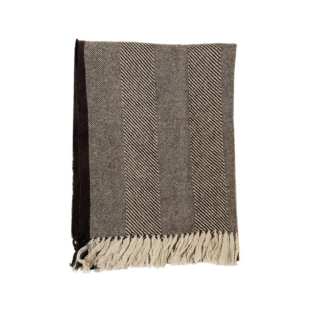 Luxury 100% Wool Plaid Twill Scarf - Coffee Color - Image 5