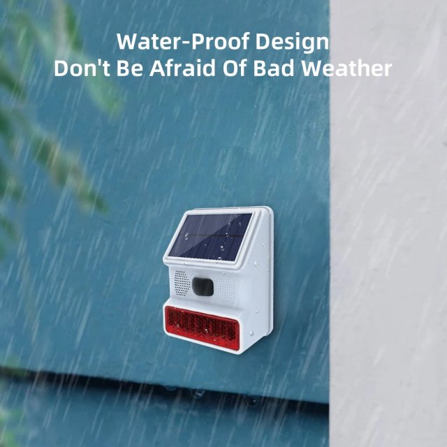 Wireless Solar-Powered Outdoor Alarm Siren with Strobe Light - Image 3