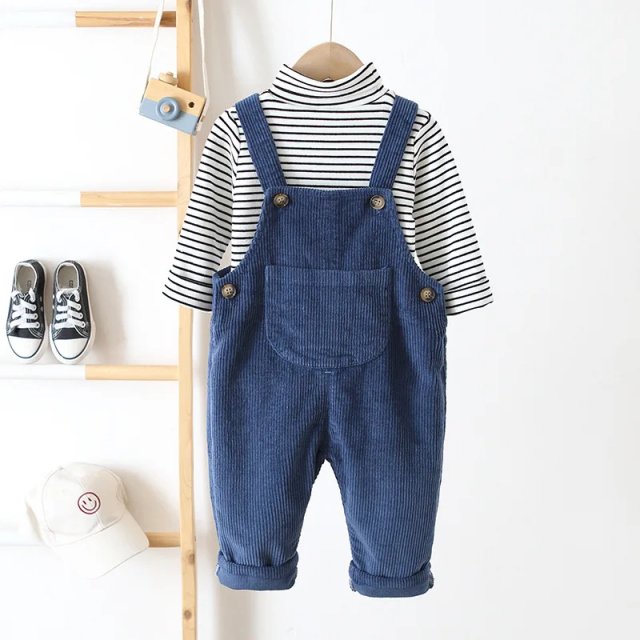 Adorable Corduroy Baby Overalls with Front Pocket - Image 5