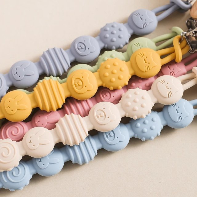 Silicone Baby Teething Ring & Pacifier Chain with Cartoon Design - Image 8