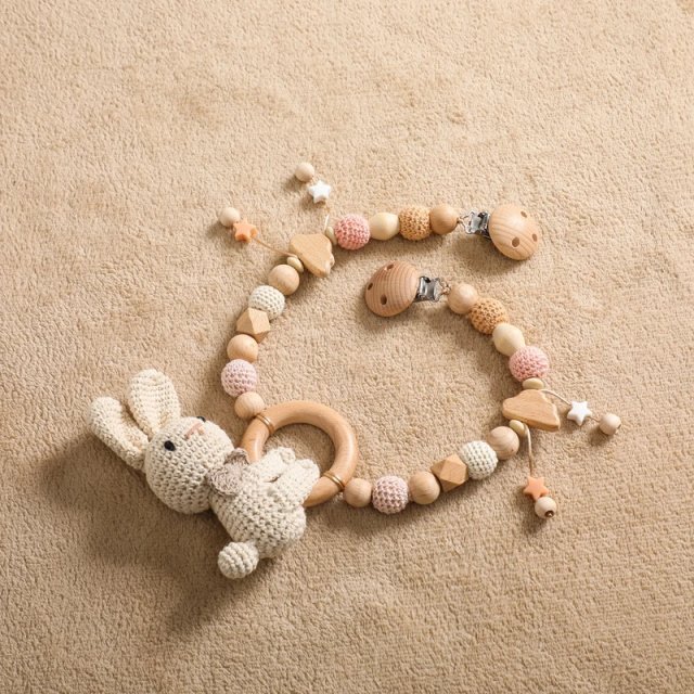 Wooden Baby Gym Stroller Bunny Hanging Pendant Toy - Image 12