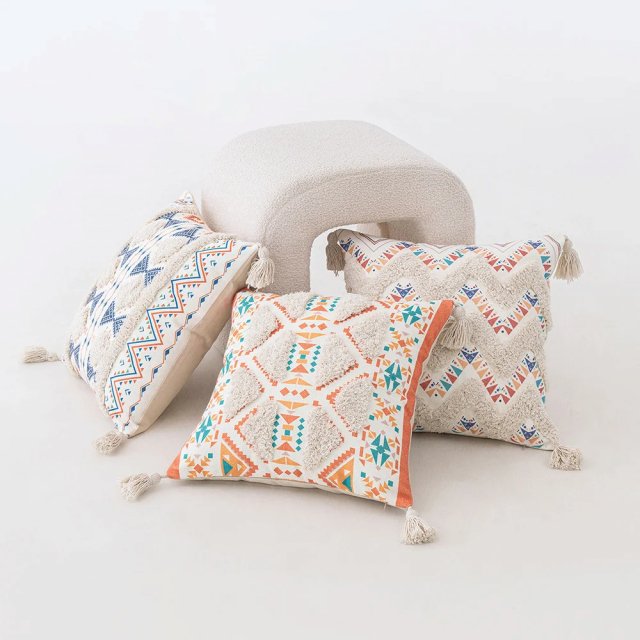 Boho Geometric Tufted Cushion Cover – Decorative Pillow for Home and Sofa - Image 3