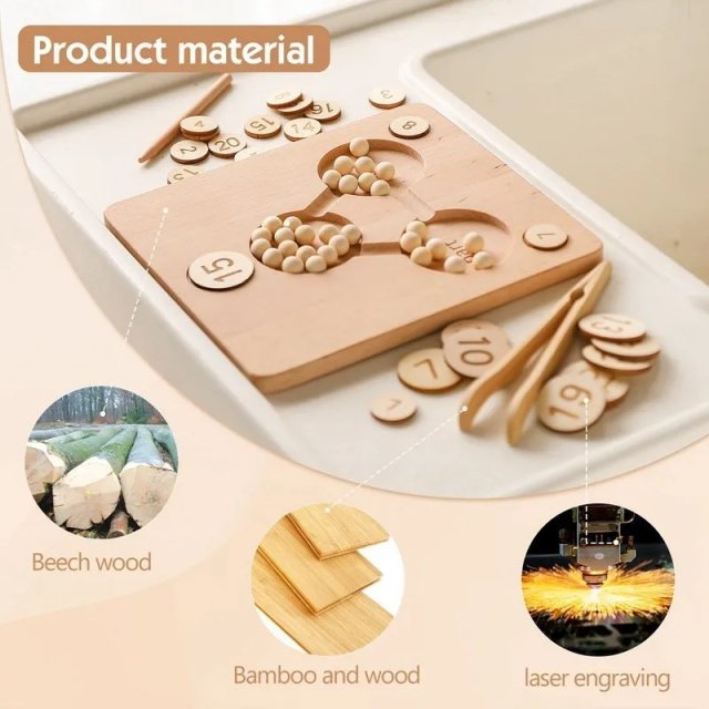 Montessori Wooden Math Learning Board for Kids - Image 2