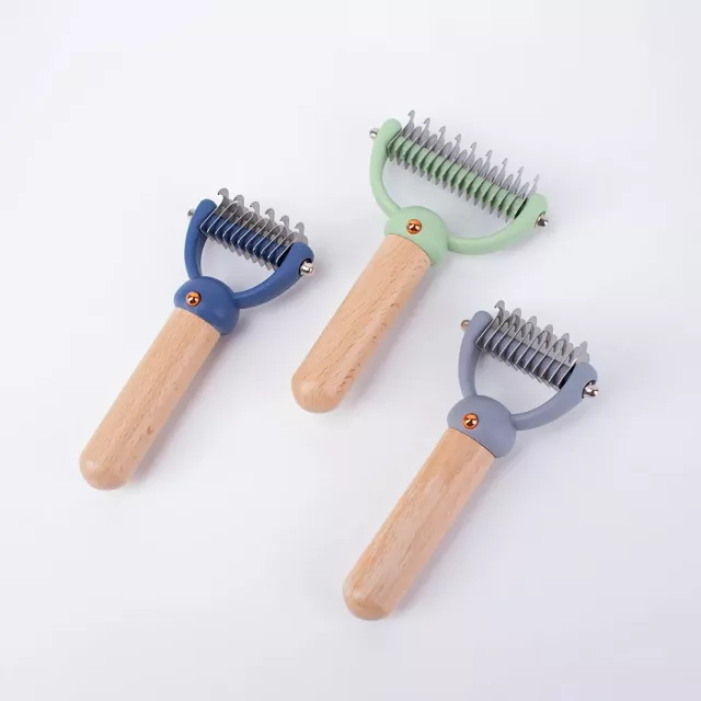 Double-Sided Pet Hair Comb with Wooden Handle - Image 5