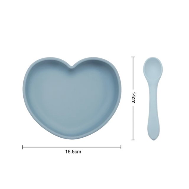 Kawaii Heart-Shaped Silicone Baby Plate with Spoon - Image 6