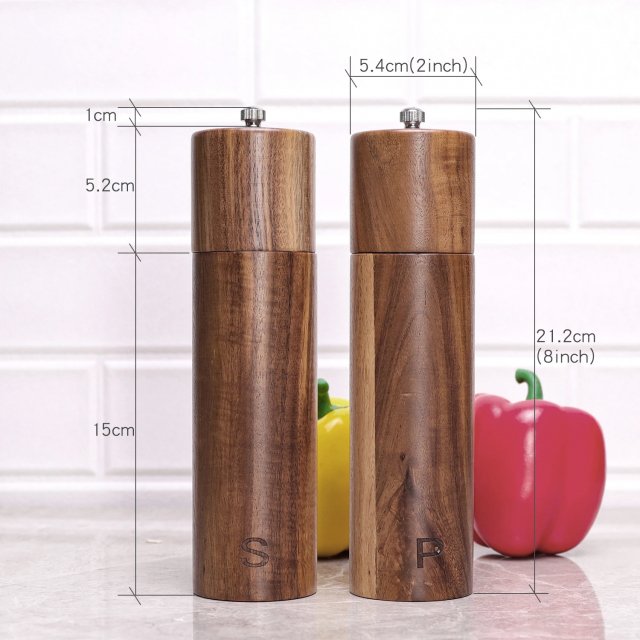 Wooden Salt and Pepper Grinders - Manual Seasoning Mills - Image 5
