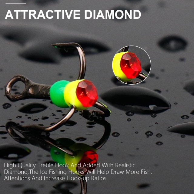 5pcs High Carbon Steel Three-Jaw Treble Ice Fishing Hooks - Image 3