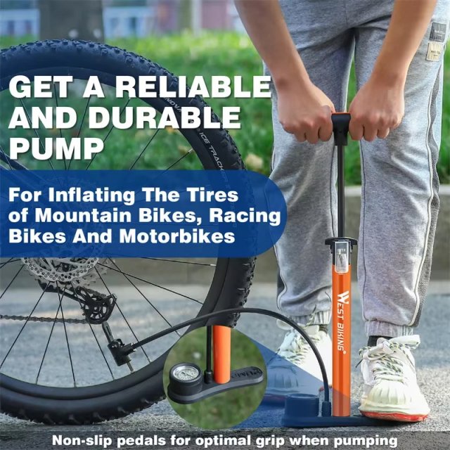 High Pressure Bicycle Floor Pump for All Tires - Image 3