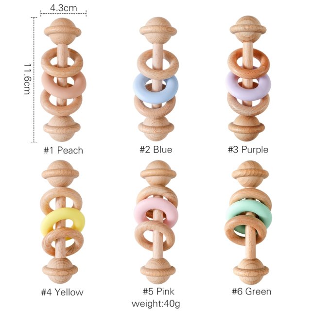 Natural Wooden Baby Rattle & Teething Ring - Image 12