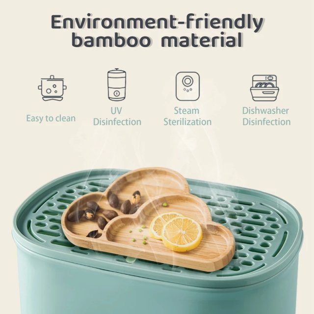Cloud Bamboo Wood Tray with Silicone Suction Cup - Image 3