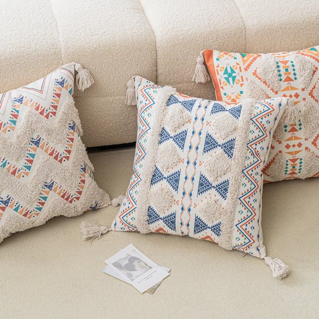 Boho Geometric Tufted Cushion Cover – Decorative Pillow for Home and Sofa - Image 6