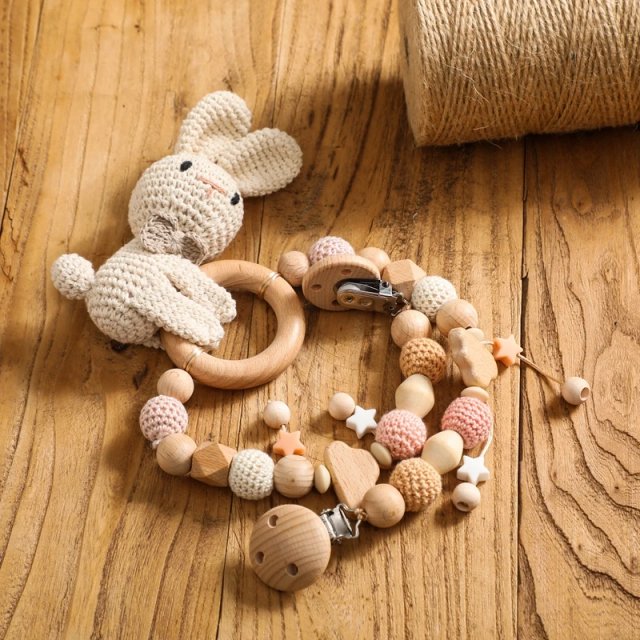 Wooden Baby Gym Stroller Bunny Hanging Pendant Toy - Image 13