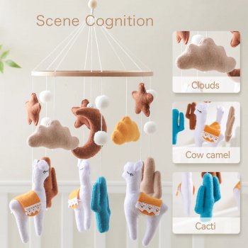 Soft Felt Cartoon Alpaca Crib Mobile
