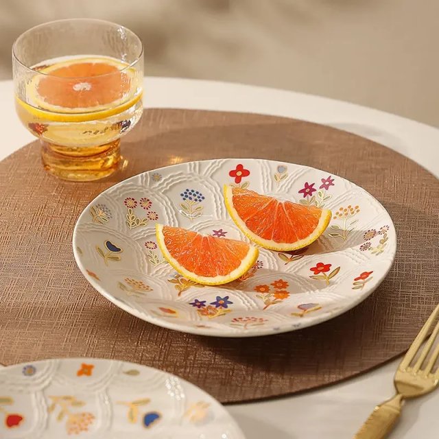 Elegant Floral Ceramic Plate - Image 3