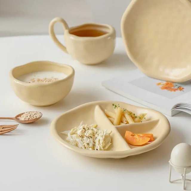 3-Compartment Ceramic Portion Control Plate for Healthy Eating - Image 4