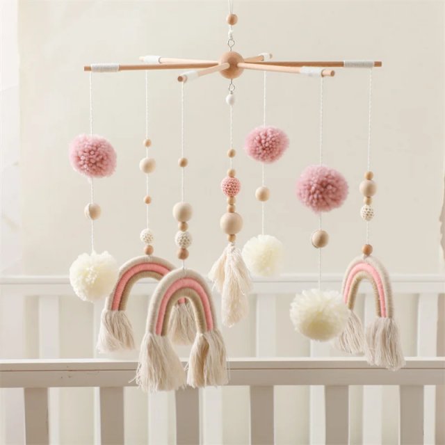 Tassel Rainbow Wooden Mobile Rattle Toy - Image 3