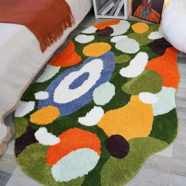 Soft Moss & Pebble-Themed Non-Slip Rug for Kids - Image 3