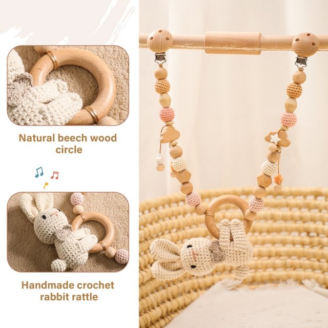 Wooden Baby Gym Stroller Bunny Hanging Pendant Toy - Image 4