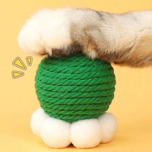 Sisal Ball Cat Toy with Interactive Teaser Stick and Molar Benefits - Image 3