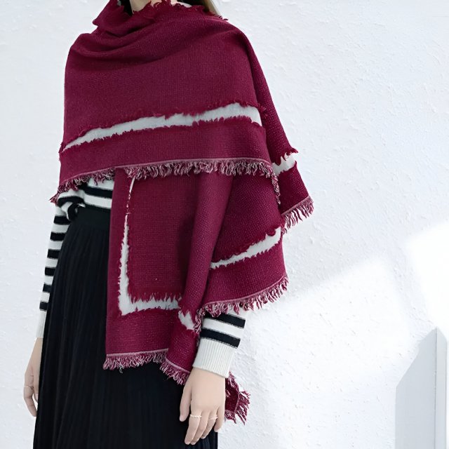 Luxury 100% Wool Cashmere Scarf Pashmina Poncho Shawl for Women - Image 5