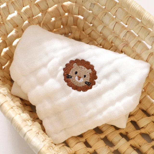 6-Layer Cotton Embroidery Baby Bib & Washcloth – Soft, Absorbent & Multi-Use - Image 6