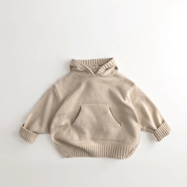 Cozy Front Pocket Knit Sweater Hoodie for Kids - Image 3