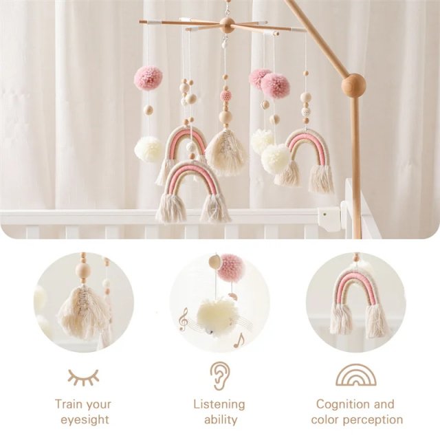 Tassel Rainbow Wooden Mobile Rattle Toy - Image 8