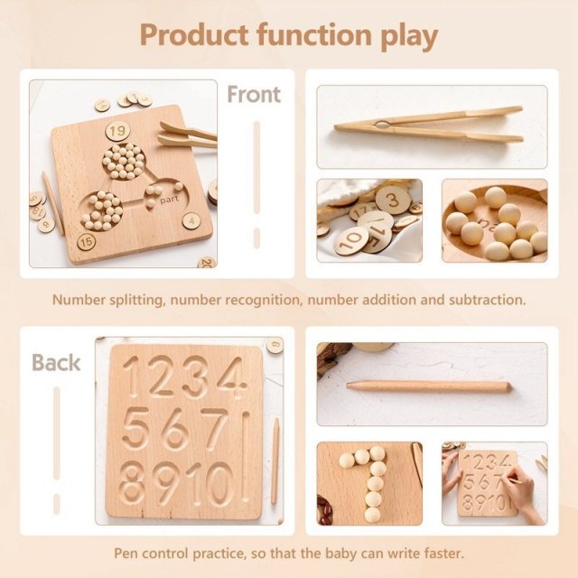 Montessori Wooden Math Learning Board for Kids - Image 3