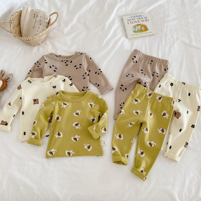 Children's Cartoon Print Long Johns Thermal Underwear Set - Image 3
