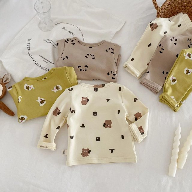 Children's Cartoon Print Long Johns Thermal Underwear Set - Image 6