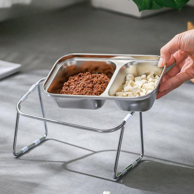 Stainless Steel Elevated Pet Food Bowl with Stand - Image 3
