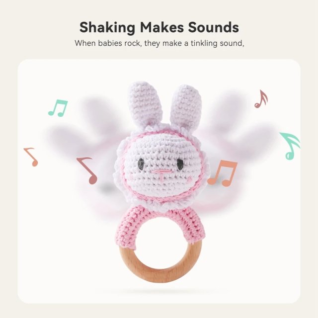 Crochet Bunny Rattle & Wooden Teether - Image 4