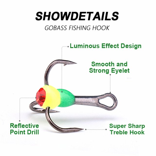 5pcs High Carbon Steel Three-Jaw Treble Ice Fishing Hooks - Image 4