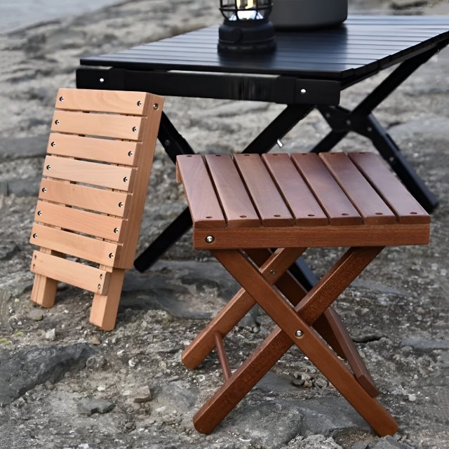 Portable Folding Beech Wood Stool - Image 4