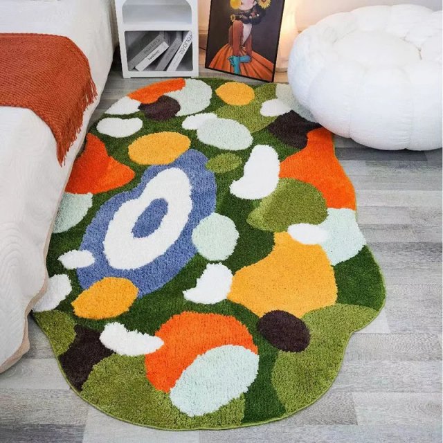 Soft Moss & Pebble-Themed Non-Slip Rug for Kids - Image 4